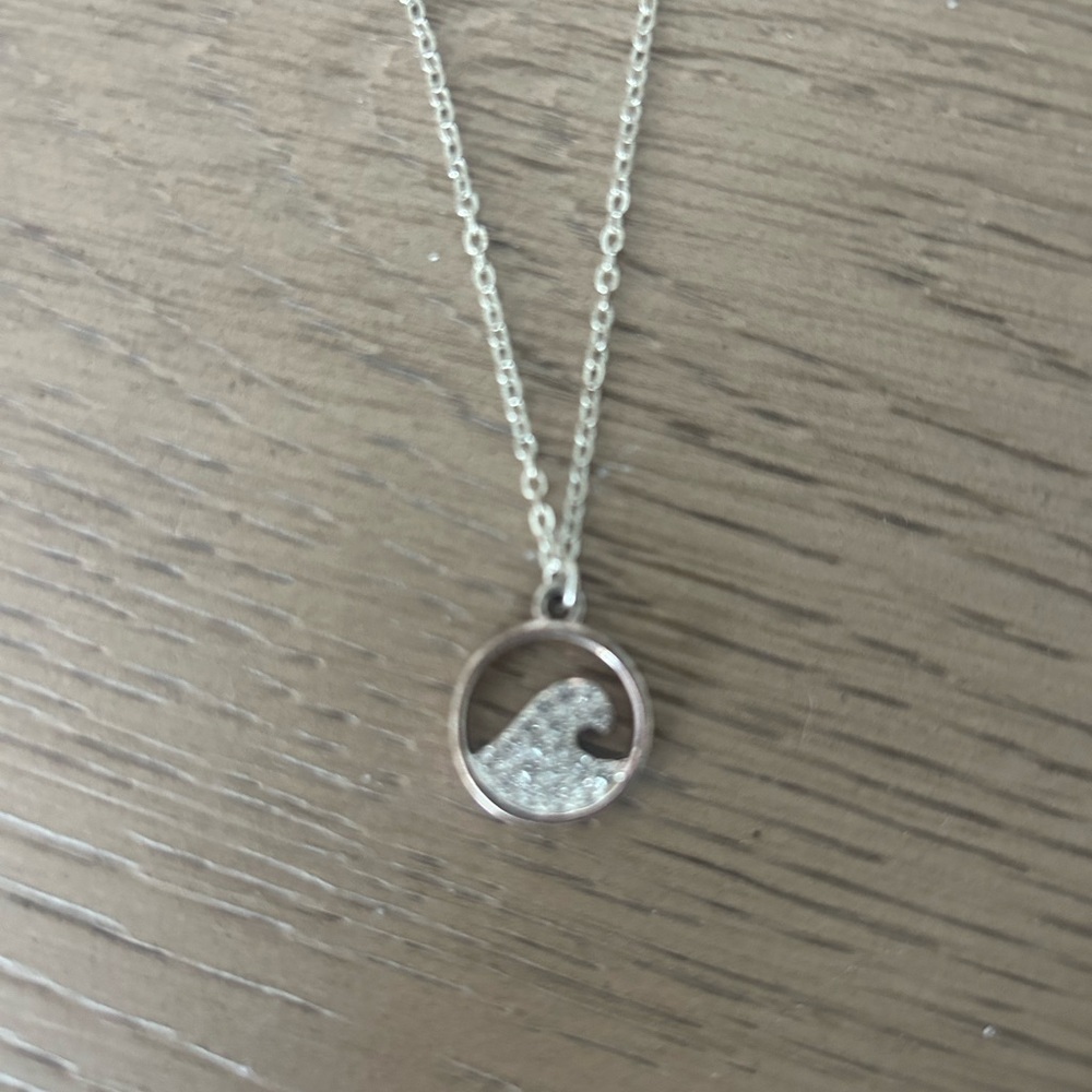 Silver Wave Pendant Necklace